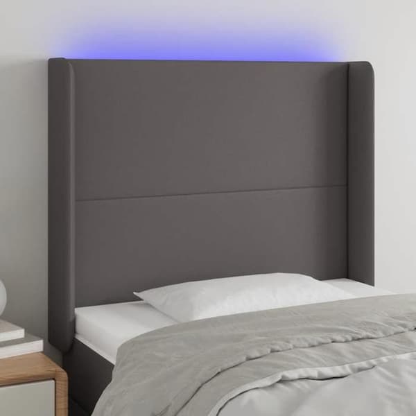 Maison Exclusive - LED Hovedgærde Grå 83x16x118/128 cm Syntetisk Læder Grå