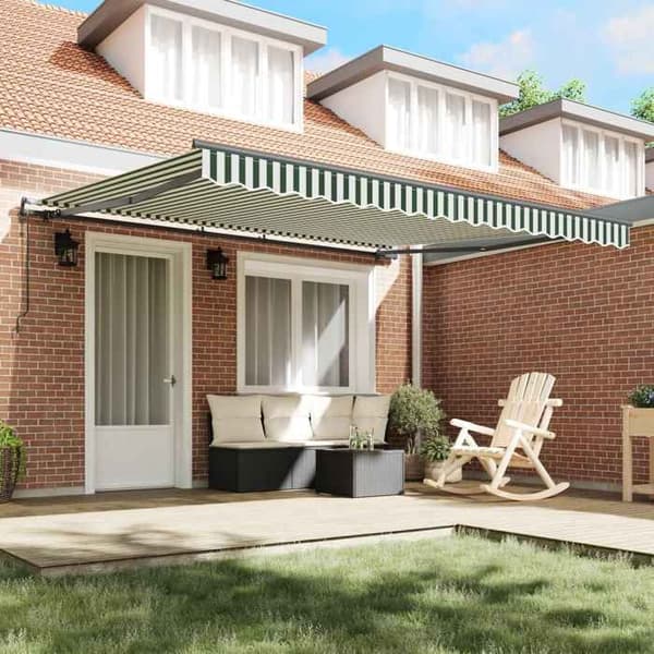 Maison Exclusive - Fällbart tak i grönt och vitt 400 × 300 cm