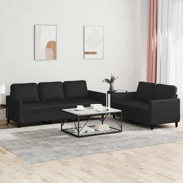 Maison Exclusive - Sæt af 2 sofaer med puder i sort kunstlæder