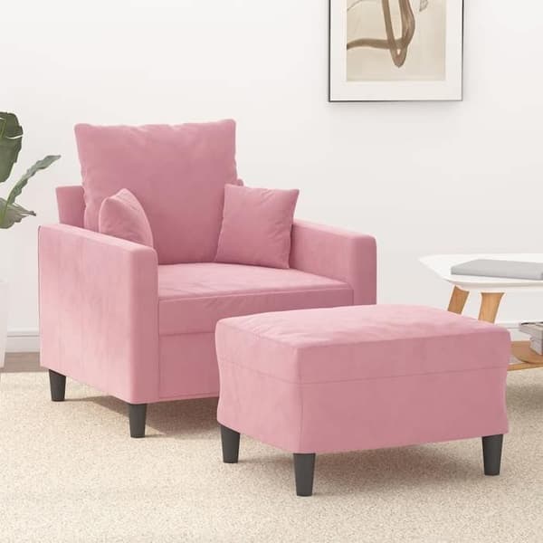 Maison Exclusive - Tuoli jalkatuella, vaaleanpunainen 60 cm sametti
