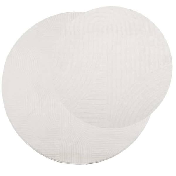Tæppe - MAISON EXCLUSIVE - IZA - Rund Ø120 cm - Korte hår 100% polyester - Skridsikker bagside Grädde