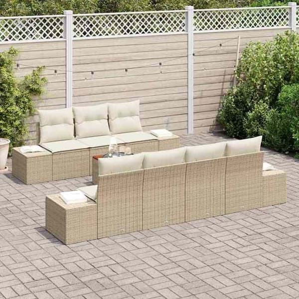 Maison Exclusive - 8 osan beige polyrottinkinen puutarhakalustesetti