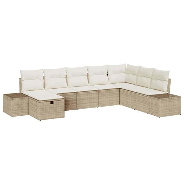 Maison Exclusive - 8 osan beige polyrottinkinen puutarhakalustesetti