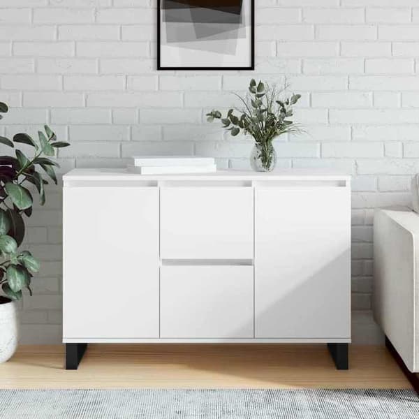 Buffet - EKSKLUSIVT HUS - 101,5x35x70 cm - Hvid - Ingeniørtræ - Jernben Vit
