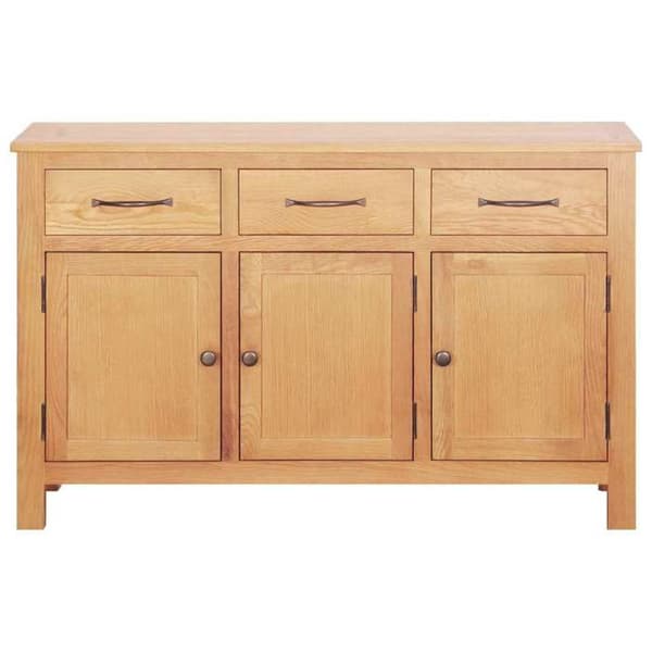 Buffet bas - EKSKLUSIVT HUS - 112 x 33.5 x 70 cm - Massivt egetræ - Brun - 3 skuffer og døre Brun