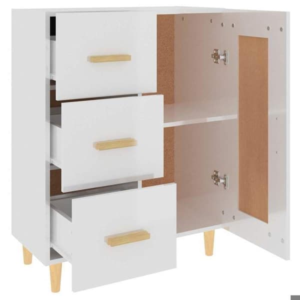 Maison Exclusive - Buffé Vit glänsande 69,5x34x90 cm Ingenjörsträ