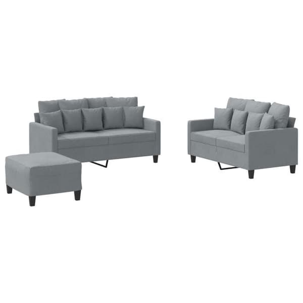 Sofa sæt - MAISON EXCLUSIVE - 3 dele sæt - Lys grå - Holdbart stof - Metalramme Ljusgrått