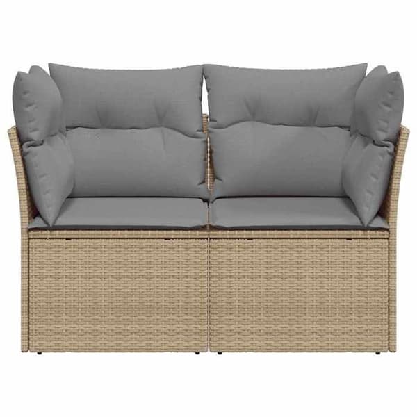 Maison Exclusive - Trädgårdsoffa med kuddar 2 platser beige flätad resin
