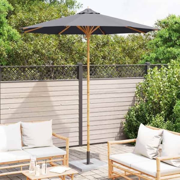 Maison Exclusive - Rund parasoll Ø 240 x 260 cm Mörkgrå bambu Mörkgrå
