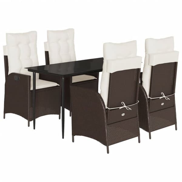 Maison Exclusive - 5-delt havemøbel sæt med brune poly rattan puder