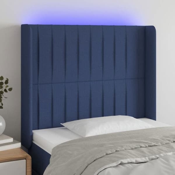 Maison Exclusive - LED-huvudgavel Blå 83x16x118/128 cm Tyg blå
