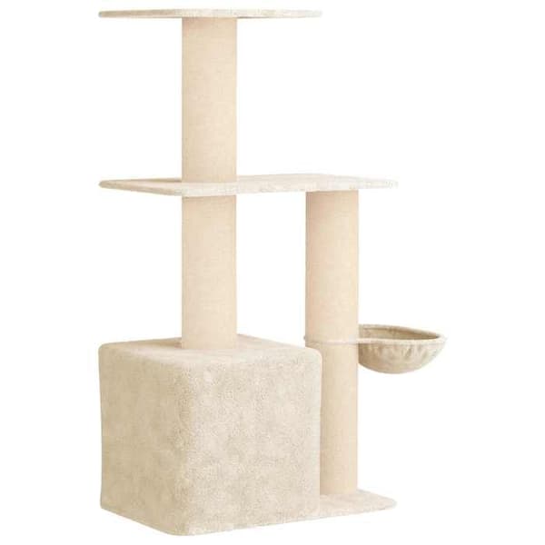 Katte træ - EKSKLUSIV HUS - 133 cm - Creme - Sisal stolper - Multi-niveauer Grädde