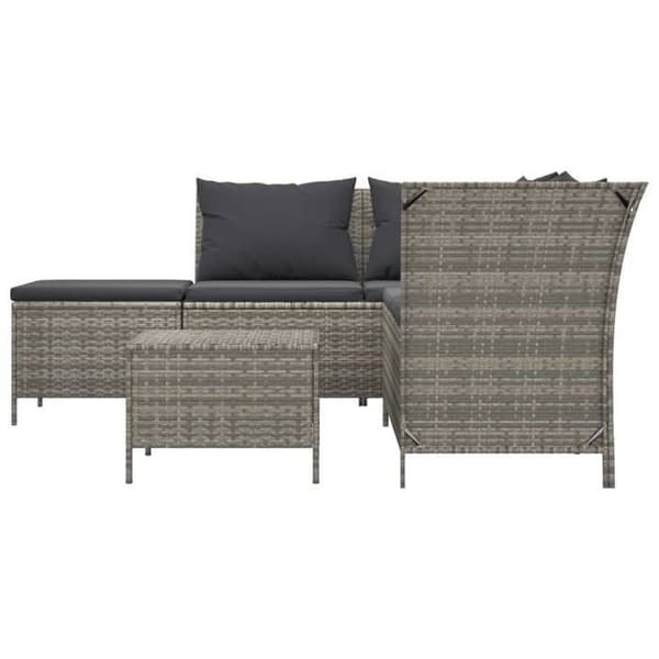 Maison Exclusive - Trädgårdsmöbler 4 delar med kuddar Grå Flätad resin