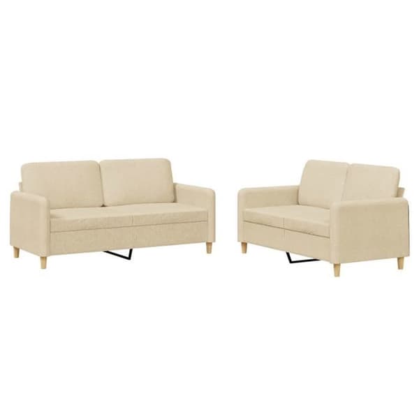 Maison Exclusive - Set med 2 soffor med kuddar i krämfärgad tyg Grädde