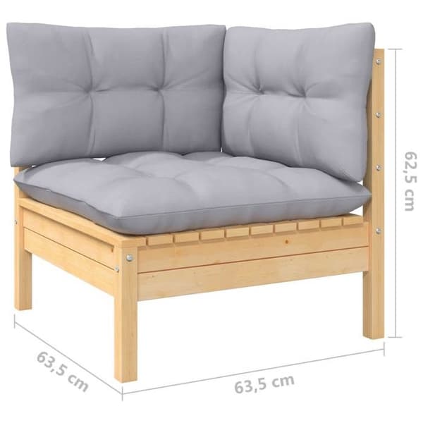 Maison Exclusive - Trädgårdsmöbler 11 delar med grå kuddar i solid furu Grå (kuddar)