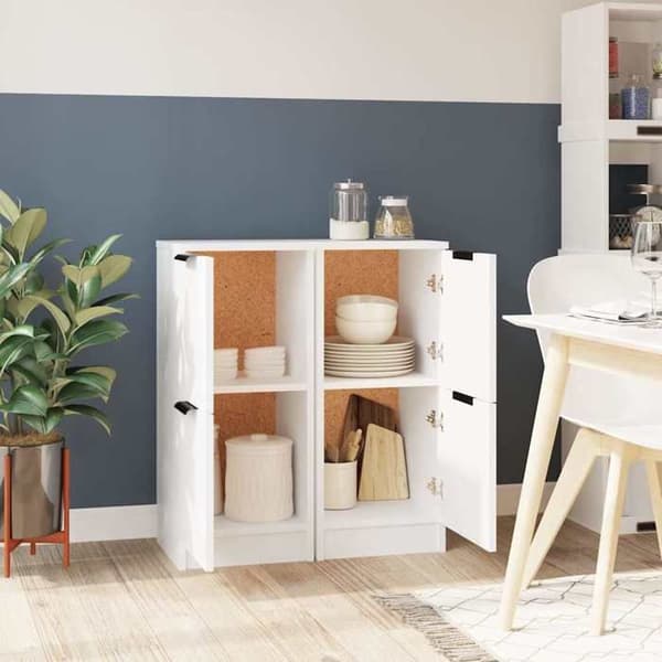 Maison Exclusive - Buffeter 2 stk hvid 30x30x70 cm ingeniørtræ Vit