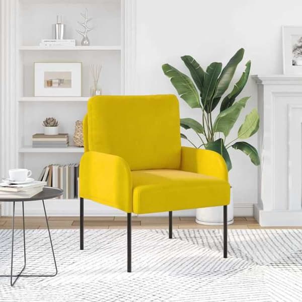 Sofa - EKSKLUSIVT HUS - Model 55 cm - Gul - Polyester - Metalben Gul