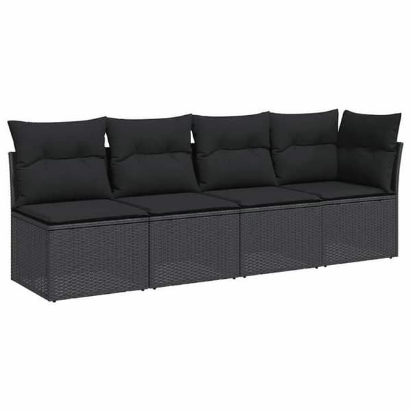 Maison Exclusive - Have-sofa med puder til 4 personer i sort polyrotin Svart