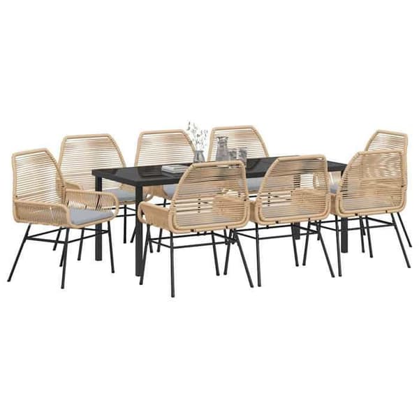 Maison Exclusive - 9 pc spisebordssæt til haven i brun polyrotin brun