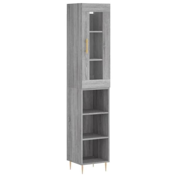 Maison Exclusive - Buffé hög Sonoma grå 34,5x34x180 cm Ingenjörsträ