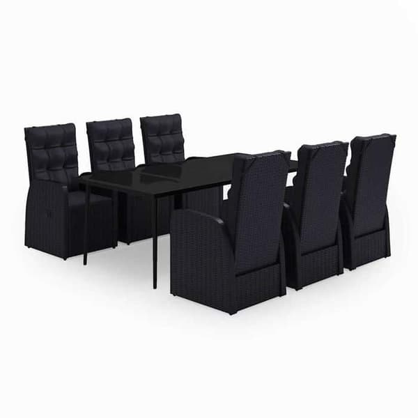 Maison Exclusive - Puutarhakalusteryhmä tyynyillä 7 kpl Musta