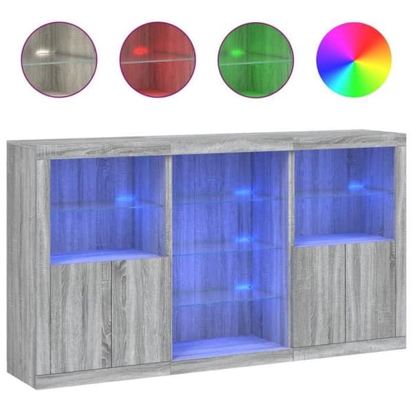Maison Exclusive - Buffet LED-valoilla sonoma harmaa 181,5x37x100 cm