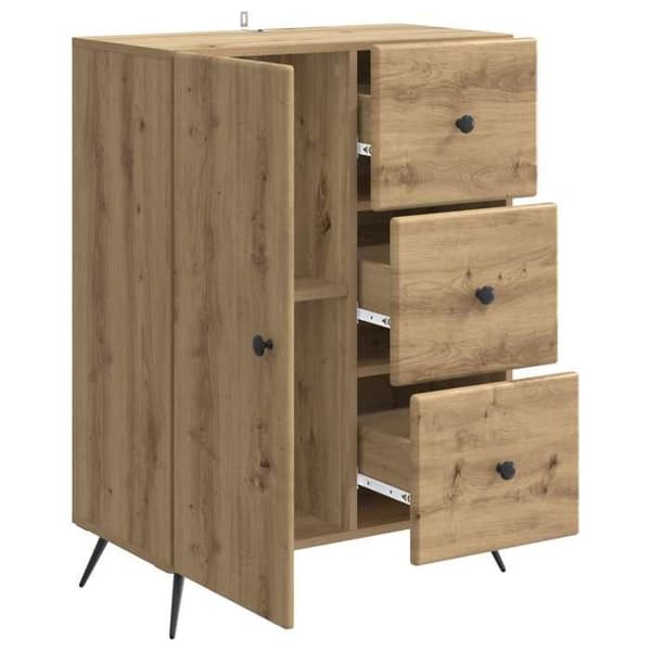 Maison Exclusive - Buffet i håndlavet egetræ 66 x 34,5 x 90 cm Ingeniørtræ