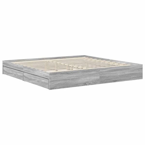 Maison Exclusive - Förvaringssäng Grå Sonoma 200 x 200 cm Ingenjörsträ