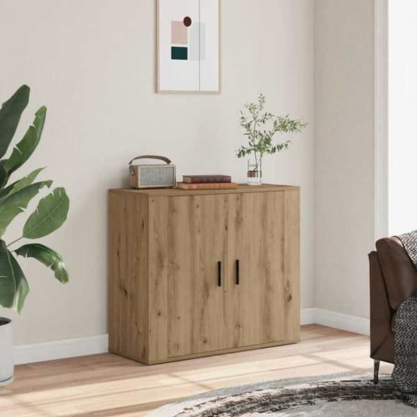 Maison Exclusive - Buffet i egetræ, håndlavet 80x33x70 cm, ingeniørtræ