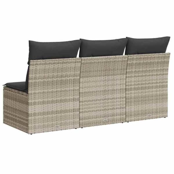 Maison Exclusive - Trädgårdsoffa och kuddar 3 platser ljusgrå flätad resin