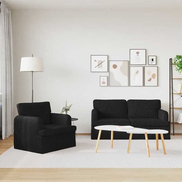 Maison Exclusive - 2-delars soffgrupp i svart tyg