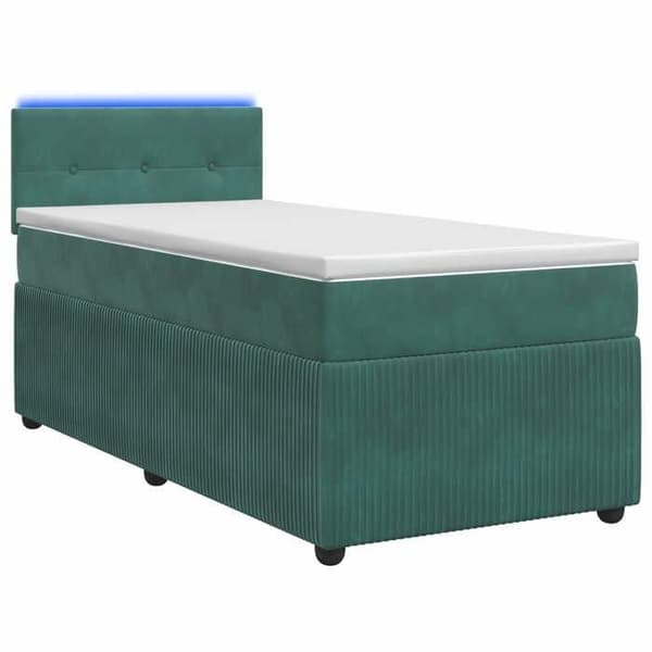 Maison Exclusive - Boxspring säng med mörkgrön madrass 90 x 200 cm Sammet