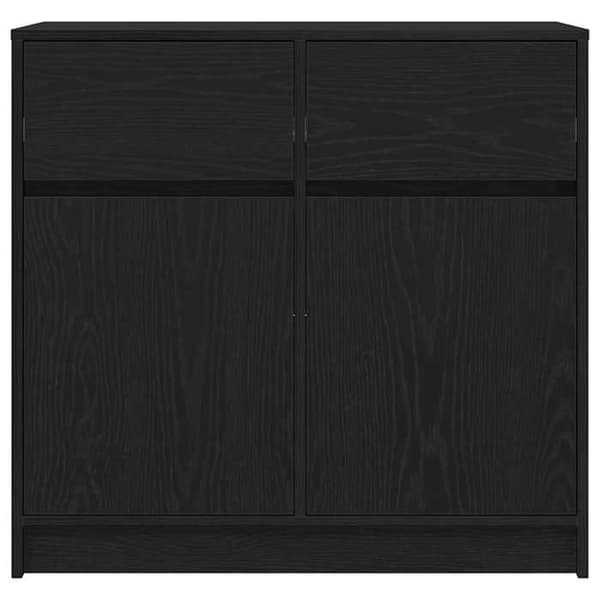 Maison Exclusive - Buffet med skuffe i sort eg 80x34x76 cm ingeniørtræ