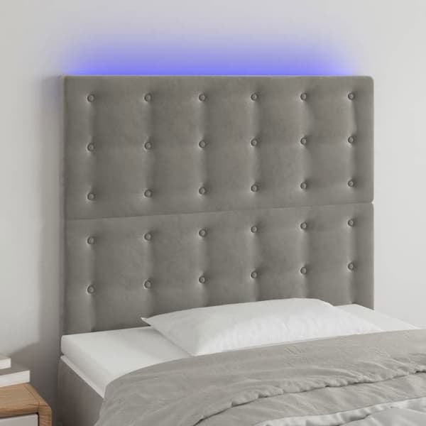 Maison Exclusive - LED Hovedgærde Lys Grå 100x5x118/128 cm Velour ljusgrått