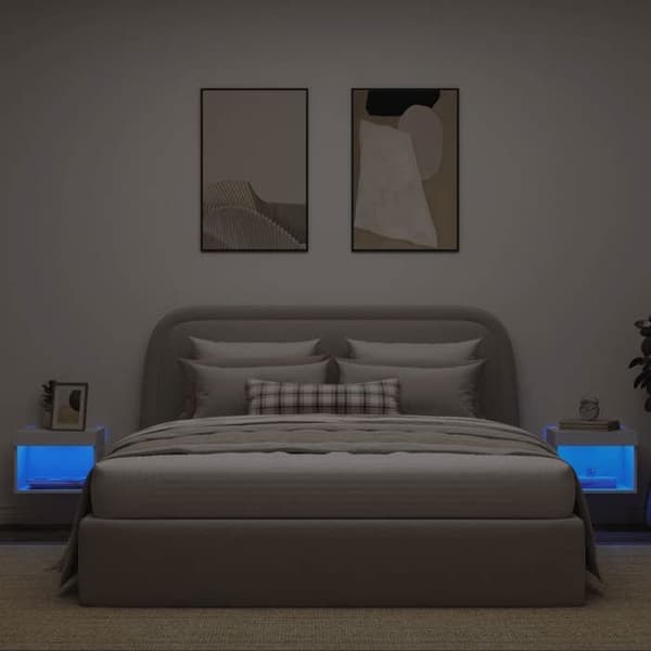 Maison Exclusive - Väggmonterade sängbord med LED-lampor 2 st vit Vit