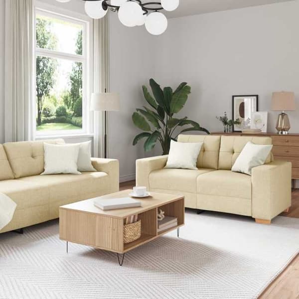 Maison Exclusive - 3 osan sohva, kerma kangasta Grädde