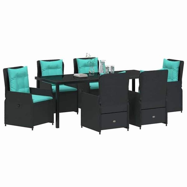 Maison Exclusive - 7 pc have spisebordssæt i sort poly rattan Svart