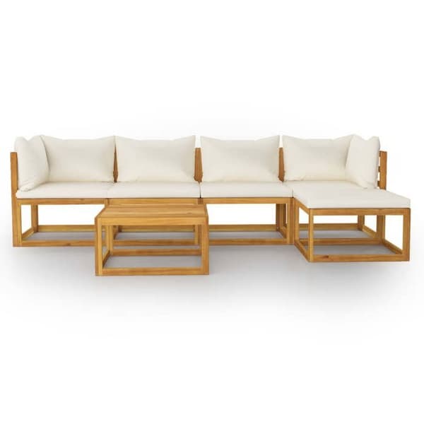 Maison Exclusive - Trädgårdsmöbler 6 delar med kuddar Creme Solid akaciaträ