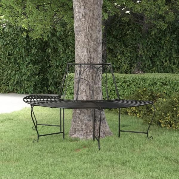 Maison Exclusive - Halvcirkelformet bænk til træ Ø159 cm Sort Stål