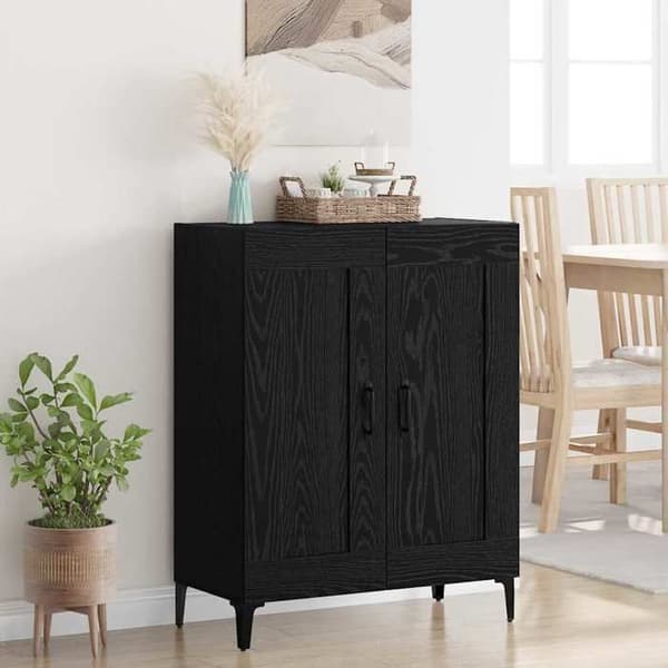Maison Exclusive - Buffet Sort egetræ 69,5 x 34 x 90 cm Ingeniørtræ