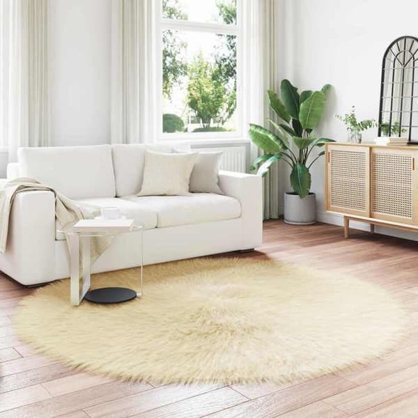 Maison Exclusive - Väärennetty TAFALLA Matto Kermansävy Ø 160 cm Polyesteri