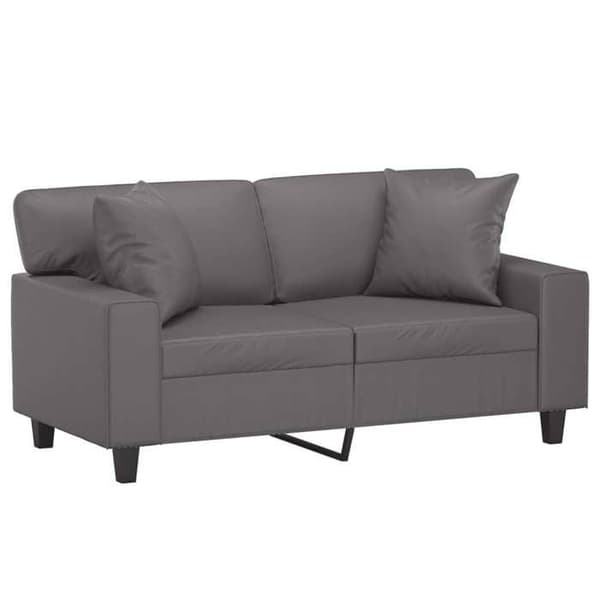 Maison Exclusive - Soffa 2 platser med grå kuddar 120 cm konstläder
