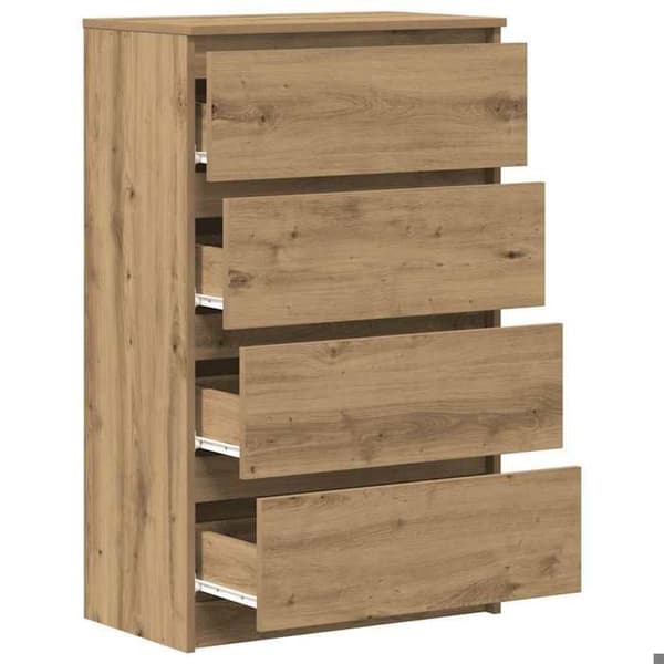 Maison Exclusive - Buffet i egetræ, håndlavet 60x35x98,5 cm i ingeniørtræ Ek