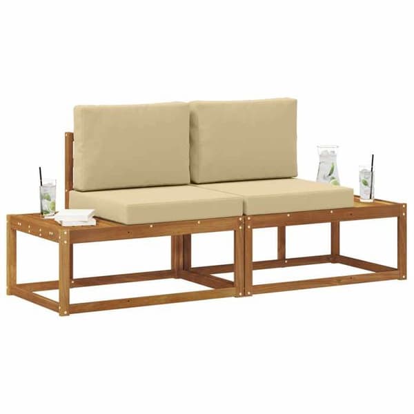 Utomhussoffa - EXKLUSIVT HUS - 2 Delar - Massivt akacia - Beige - Modulär, väderbeständig beige