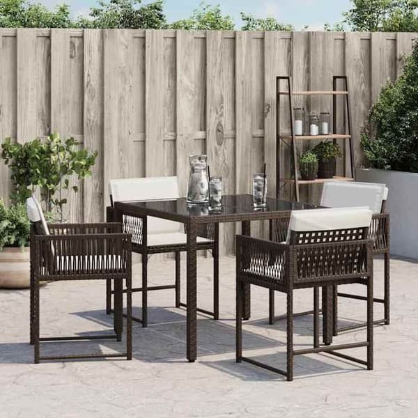 Maison Exclusive - Trädgårdsstolar med kuddar, set om 4, brun flätad resin brun