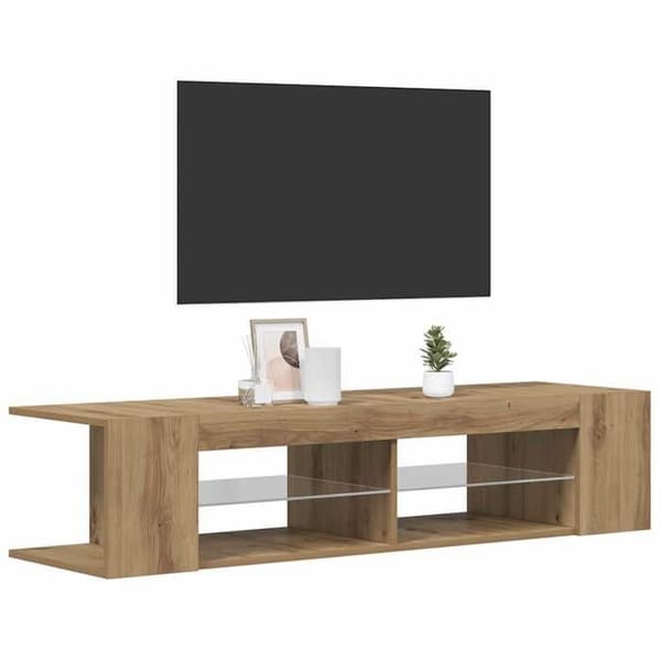 Maison Exclusive - TV-møbel med LED-lys, håndlavet egetræ, ingeniørtræ