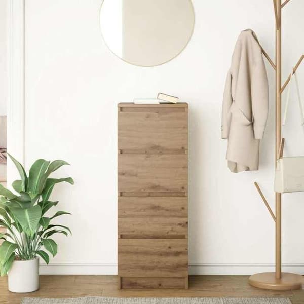 Maison Exclusive - Buffet i egetræ, håndlavet 37,5x35x99 cm i ingeniørtræ Ek