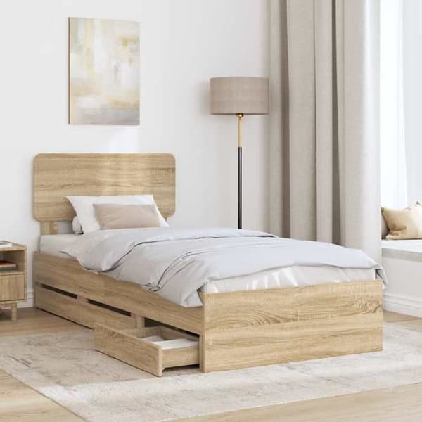 Maison Exclusive - Sängram Ek Sonoma 75 x 190 cm Ingenjörsträ