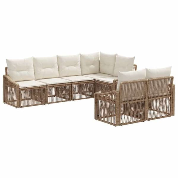 Havemøbel - EKSKLUSIVT HUS - Modulerbart - 7 pladser - Beige - Poly rattan & stålramme beige