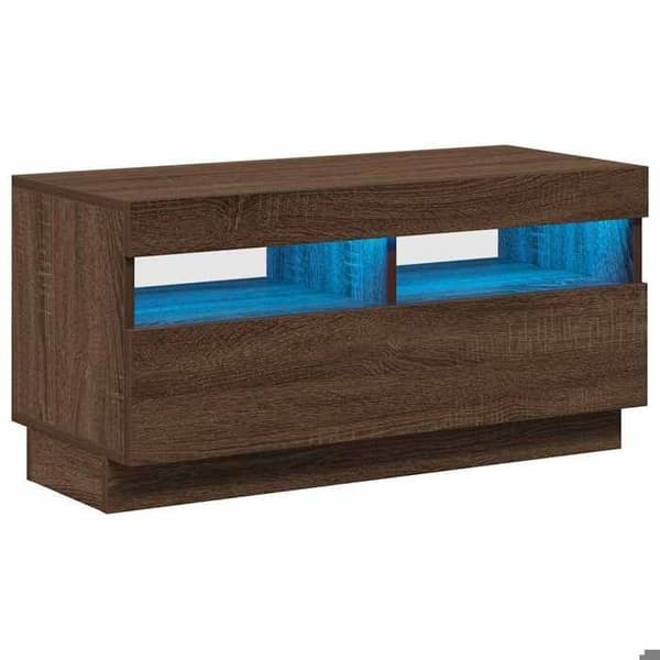 Maison Exclusive - TV-møbel med LED-lys, brunt egetræ 80x35x40 cm